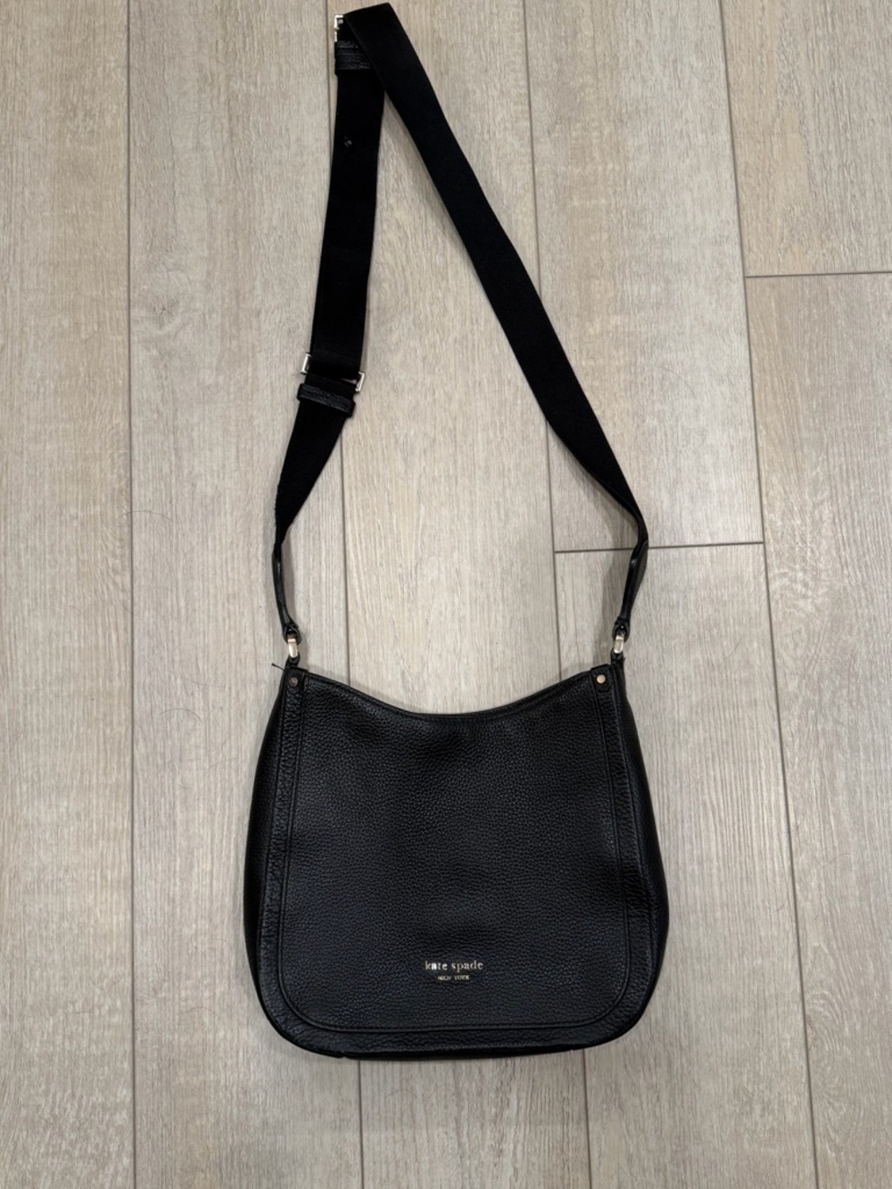 Kate Spade Black Pebbled Leather Crossbody Bag Adjustable Strap